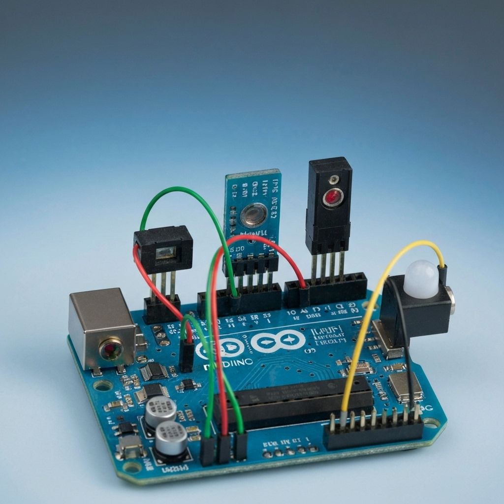 Arduino board with assorted sensors and wires